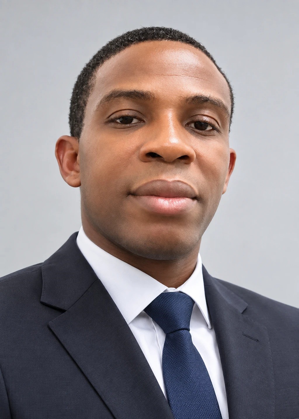Portrait of Pastor Dele Oyedeiran, pastor of RCCG Vision House Area, wearing a dark suit and tie